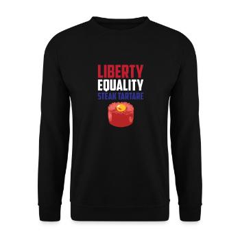 Liberté, Steak de l'égalité Tartare Funny French Food - Sweat-shirt Unisexe - noir - Devant - Alina (178cm) & Michal (187cm)