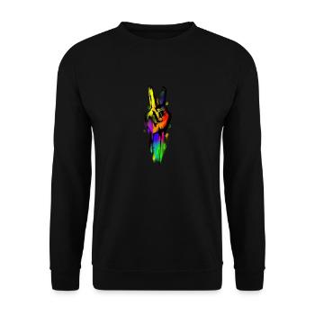 Weltfriedenszeichen - Unisex Pullover - Schwarz - Vorne - Alina (178cm) & Michal (187cm)