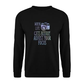 Fotograf - Fotografieren - Geschenk - Kamera - Unisex Pullover - Schwarz - Vorne - Alina (178cm) & Michal (187cm)