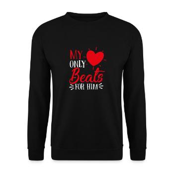 Mein Herz schlägt nur für ihn - Unisex Pullover - Schwarz - Vorne - Alina (178cm) & Michal (187cm)