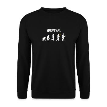 Geek - Evolution - Gamer - Lustig - Geschenk - Unisex Pullover - Schwarz - Vorne - Alina (178cm) & Michal (187cm)