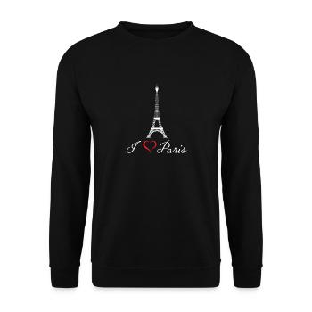 J'aime Paris Tour Eiffel France French Pride Cool - Sweat-shirt Unisexe - noir - Devant - Alina (178cm) & Michal (187cm)