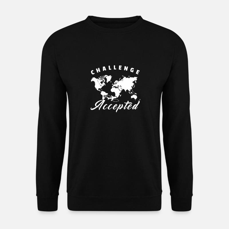 Challenge Accepted Geschenk Weltkarte Weltreise - Unisex Pullover - Schwarz