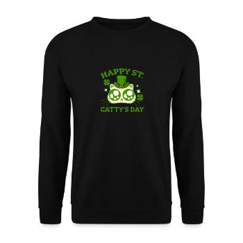 Heureux jour de St Catty St Patricks drôle de trèfle de chat - Sweat-shirt Unisexe - noir - Devant - Alina (178cm) & Michal (187cm)
