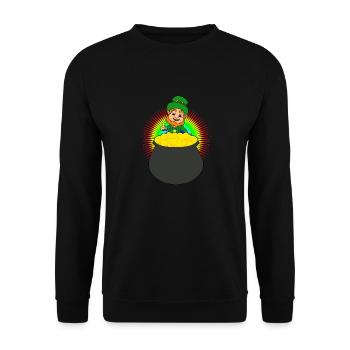 Leprechaun Pot Of Gold St Patricks Day Lucky - Unisex Sweatshirt - black - Front - Alina (178cm) & Michal (187cm)