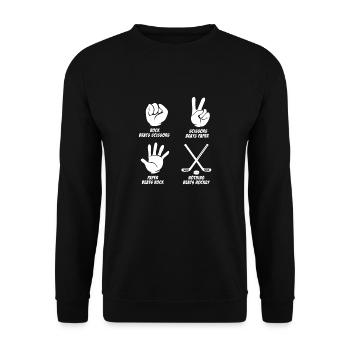 Hockey Hockeyspieler Eishockey Geschenk - Unisex Pullover - Schwarz - Vorne - Alina (178cm) & Michal (187cm)