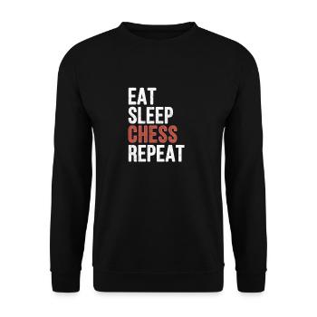Eat sleep Chess Repeat - Funny Gift - Unisex Pullover - Schwarz - Vorne - Alina (178cm) & Michal (187cm)