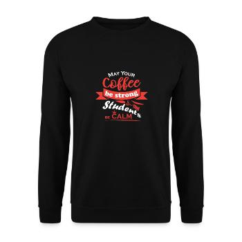 Kaffee für Lehrer Geschenkidee - Unisex Pullover - Schwarz - Vorne - Alina (178cm) & Michal (187cm)