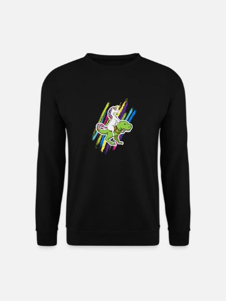 Einhorn Dinosaurier unicorn riding dino Geschenk - Unisex Pullover - Schwarz