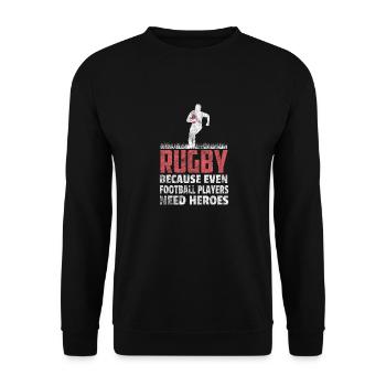 Rugby Geschenk Rugby Spieler Football - Unisex Pullover - Schwarz - Vorne - Alina (178cm) & Michal (187cm)