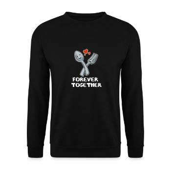 Valentine couverts amour cuillère fourche coeur couple - Sweat-shirt Unisexe - noir - Devant - Alina (178cm) & Michal (187cm)