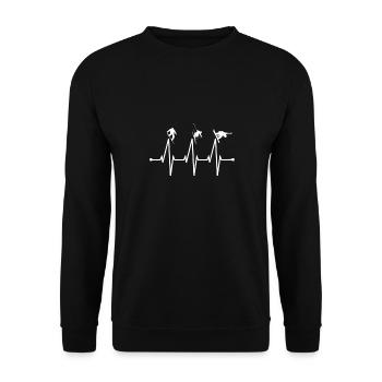Skiing, heart line, heartbeat, ski vacation - Unisex Sweatshirt - black - Front - Alina (178cm) & Michal (187cm)