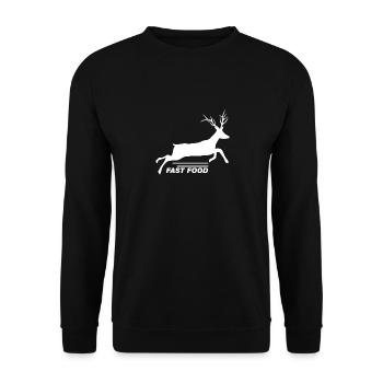 Fast Food Deer T-Shirt - Funny Anti Vegan Hunting - Unisex Sweatshirt - black - Front - Alina (178cm) & Michal (187cm)