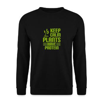KEEP CALM - PLANTS HAVE PROTEIN - Vegan - Unisex Pullover - Schwarz - Vorne - Alina (178cm) & Michal (187cm)