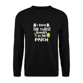 I Teach The Cutest Bunnies In The Patch Easter - Unisex Sweatshirt - black - Front - Alina (178cm) & Michal (187cm)