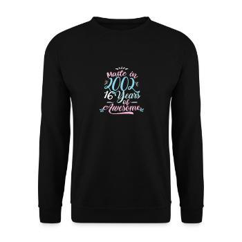 Made In 2002 16 Years Of Awesome Birthday Shirt - Unisex Sweatshirt - black - Front - Alina (178cm) & Michal (187cm)