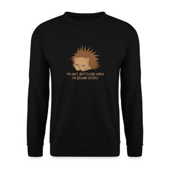 Igel - Antisozial - Introvert - Lustig - Sarkasmus - Unisex Pullover - Schwarz - Vorne - Alina (178cm) & Michal (187cm)