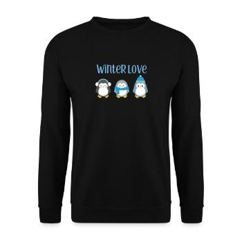 Penguin - Winter - Gift - Sweet - Penguins - Unisex Sweatshirt - black - Front - Alina (178cm) & Michal (187cm)