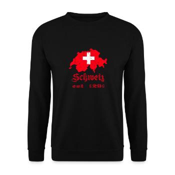 Schweiz 1291 Fussball Nation Kreuz Geschenk - Unisex Pullover - Schwarz - Vorne - Alina (178cm) & Michal (187cm)