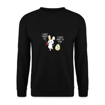 Sweet Easter Bunny is having fun with Easter Egg - T-Shirt - Unisex Sweatshirt - black - Front - Alina (178cm) & Michal (187cm)