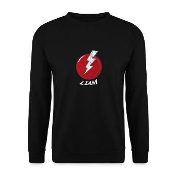 Blitz Namenshirt Superhero Superheld Liam - Unisex Pullover - Schwarz - Vorne - Alina (178cm) & Michal (187cm)