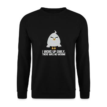 I woke up early. There was no worm! v3 - Unisex Pullover - Schwarz - Vorne - Alina (178cm) & Michal (187cm)