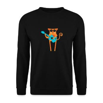 Rocker Katze - Unisex Pullover - Schwarz - Vorne - Alina (178cm) & Michal (187cm)