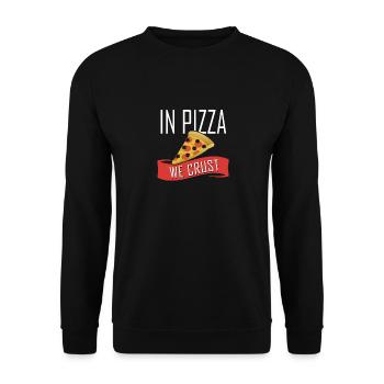 Pizza Design Geschenke mit Spruch - Unisex Pullover - Schwarz - Vorne - Alina (178cm) & Michal (187cm)