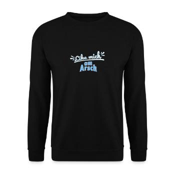 Like mich am Arsch Shirt - Unisex Pullover - Schwarz - Vorne - Alina (178cm) & Michal (187cm)