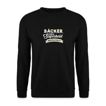 Superheld Beruf Bäcker - Unisex Pullover - Schwarz - Vorne - Alina (178cm) & Michal (187cm)