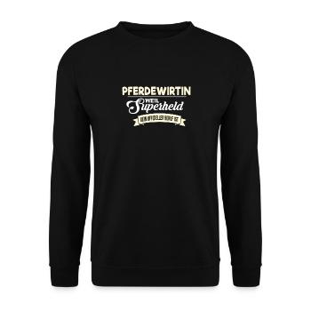 Superheld Beruf Pferdewirtin Geschenk Idee - Unisex Pullover - Schwarz - Vorne - Alina (178cm) & Michal (187cm)
