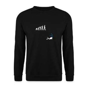 Tauchen Shirt Evolution Taucher Geschenk lustig - Unisex Pullover - Schwarz - Vorne - Alina (178cm) & Michal (187cm)