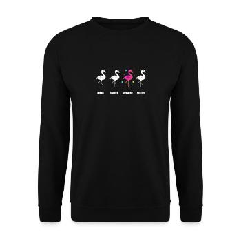 Chemikerin Geschenk Flamingo Chemie Laborantin - Unisex Pullover - Schwarz - Vorne - Alina (178cm) & Michal (187cm)