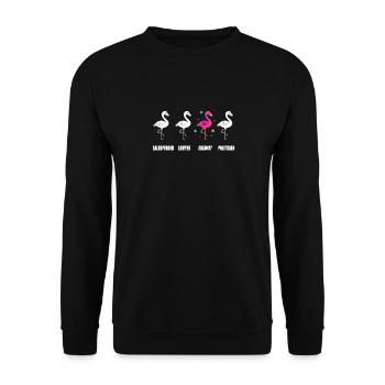 Chemikerin Geschenk Flamingo Chemie Laborantin - Unisex Pullover - Schwarz - Vorne - Alina (178cm) & Michal (187cm)