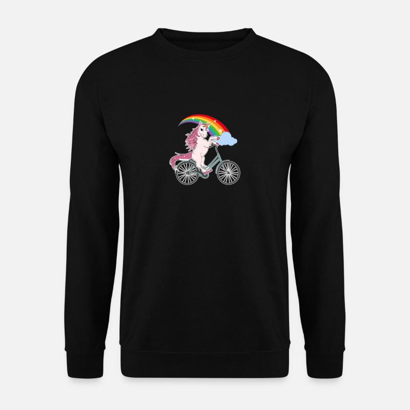 Einhorn auf Fahrrad Mädchen Kawaii Geschenk - Unisex Pullover - Schwarz