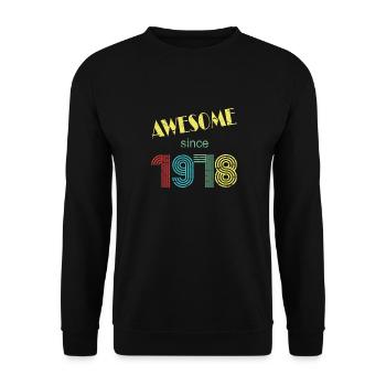 Awesome since 1978 retro distressed look - Unisex Sweatshirt - black - Front - Alina (178cm) & Michal (187cm)