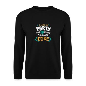 Ich mag Party und nach Party meine ich Code - Unisex Pullover - Schwarz - Vorne - Alina (178cm) & Michal (187cm)