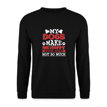 DOGS MAKE ME HAPPY - Unisex Pullover - Schwarz - Vorne - Alina (178cm) & Michal (187cm)