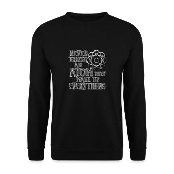 Mathe Physik Wissenschaft Geschenk Atom Witzig - Unisex Pullover - Schwarz - Vorne - Alina (178cm) & Michal (187cm)