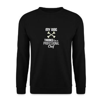 Amant de chien, chef professionnel, Hooman, chien papa, chien - Sweat-shirt Unisexe - noir - Devant - Alina (178cm) & Michal (187cm)