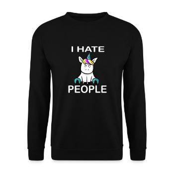 I hate People Unicorn Unicorn - Unisex Sweatshirt - black - Front - Alina (178cm) & Michal (187cm)
