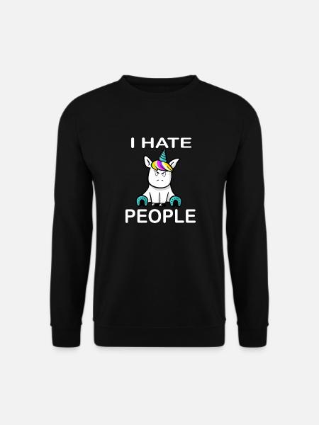 I hate People Unicorn Einhorn - Unisex Pullover - Schwarz