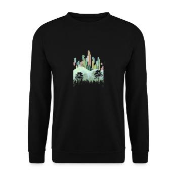 Retro trees gift art tree forest nature - Unisex Sweatshirt - black - Front - Alina (178cm) & Michal (187cm)