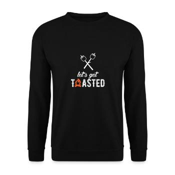 Lets get toasted - funny camping shirt - Unisex Sweatshirt - black - Front - Alina (178cm) & Michal (187cm)
