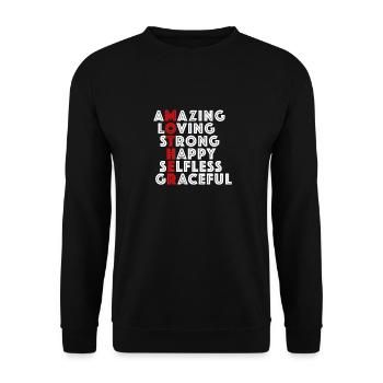Mother - Muttertagsgeschenk Muttertag - Unisex Pullover - Schwarz - Vorne - Alina (178cm) & Michal (187cm)