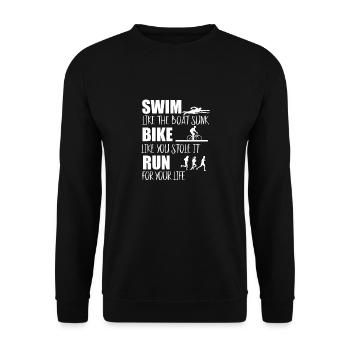 Swimming Bike Run Athlete Triathlon - Unisex Sweatshirt - black - Front - Alina (178cm) & Michal (187cm)