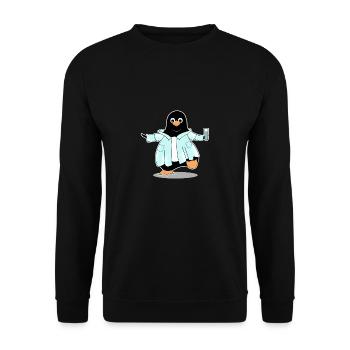 Penguin comic scientist chimie biologie - Sweat-shirt Unisexe - noir - Devant - Alina (178cm) & Michal (187cm)