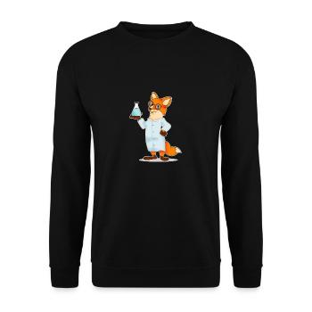 Fuchs comic Wissenschaftler Chemie Biologie - Unisex Pullover - Schwarz - Vorne - Alina (178cm) & Michal (187cm)