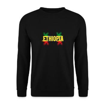 Äthiopien Flagge Mode - Unisex Pullover - Schwarz - Vorne - Alina (178cm) & Michal (187cm)