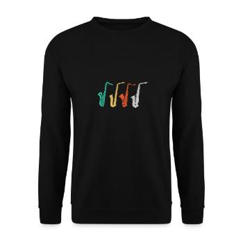 Saxophone - Vintage Retro Saxophonist Jazz Gift - Unisex Sweatshirt - black - Front - Alina (178cm) & Michal (187cm)